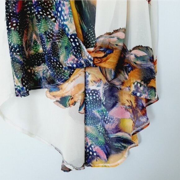 BEDO Silky Colorful Sleeveless Asymmetrical Tunic Blouse Top Hi-Low Hem Sz M/L - Picture 7 of 14